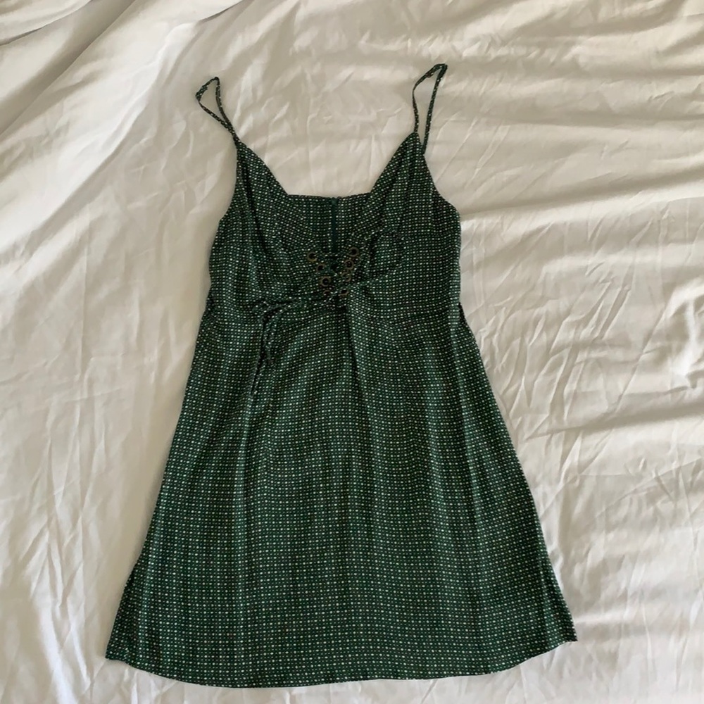 Plane Blue / Blue Life Green Pattern Mini Dress